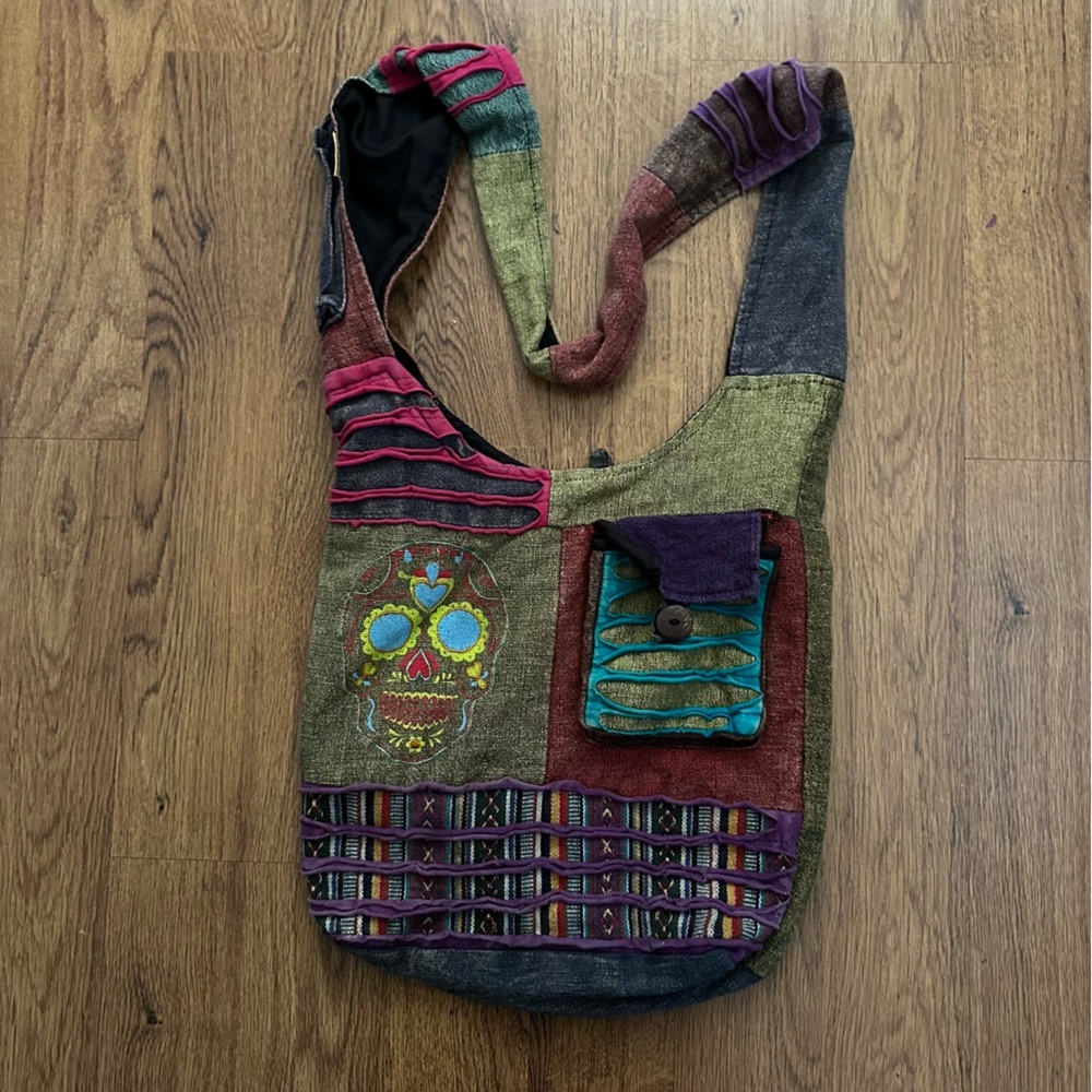 Himalaya Handmade Multicolor Bohemian Shoulder Bag skull print cotton boho